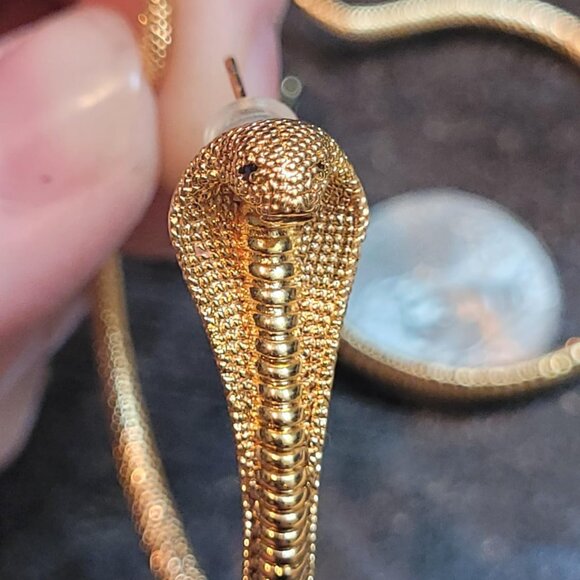 Neiman Marcus 18k Gold Plated Cobra Earrings - Picture 4 of 5